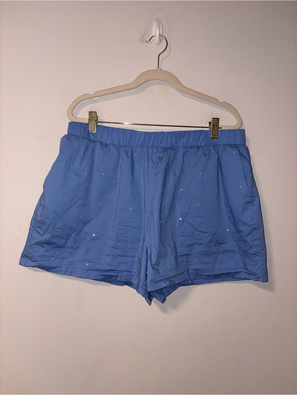 Jason Wu Light Blue Embellished Pull on Shorts Large